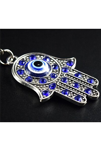 PUFO Feng Shui amulet keychain for protection and luck, Hand of Fatima and Eye of Horus model, blue