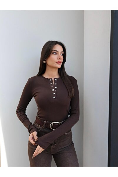 ESRAHELVACI Fitil Desen Çıtçıtlı Bluz