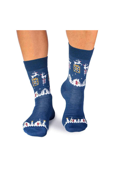 Pirin Hill Sosete calduroase din lana merino Presents Albastru