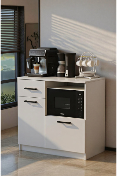 Moonlife Lungo Çok Amaçlı Kahve Köşesi Beyaz