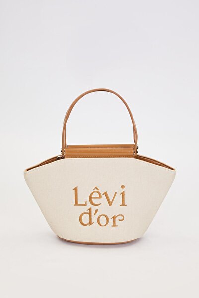 Levidor Cream - Camel Wicker Look Handbag