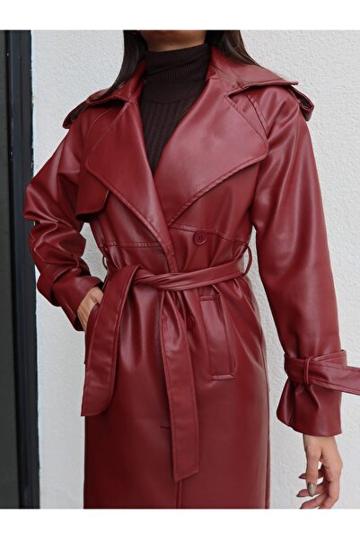 ESRAHELVACI Apolet Detail Belted Leather Trench
