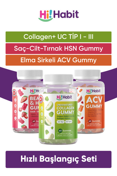 Hi Habit Collagen Type1 - Type3 - Hsn Hair Skin and Nail Vitamin - Acv Apple ...