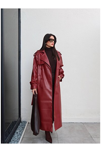 ESRAHELVACI Apolet Detail Belted Leather Trench