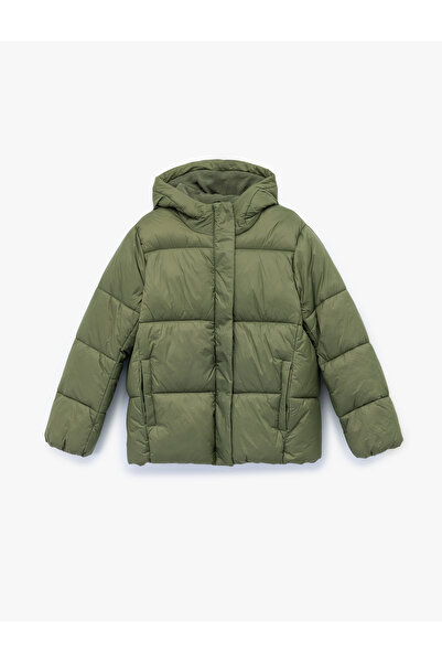 Koton Hooded Long Sleeve Puffer Jacket with Pockets and Zipper