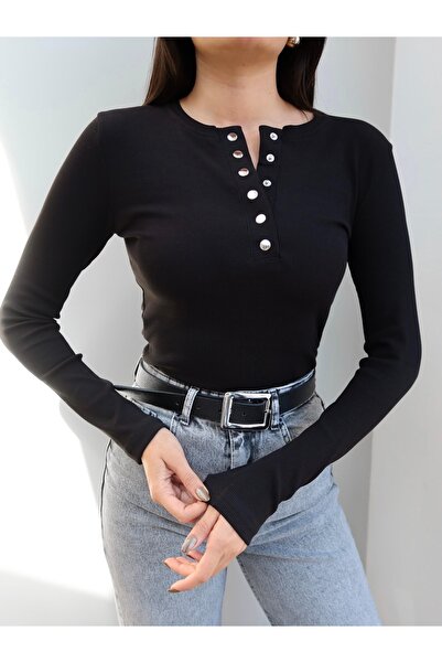 ESRAHELVACI Fitil Pattern Snap Button Blouse