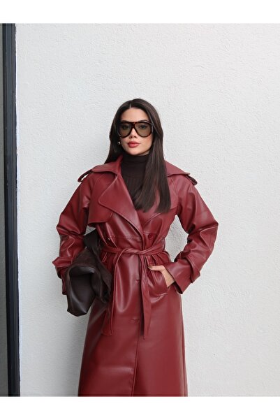 ESRAHELVACI Apolet Detail Belted Leather Trench