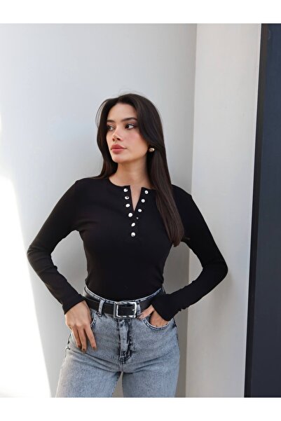 ESRAHELVACI Fitil Pattern Snap Button Blouse