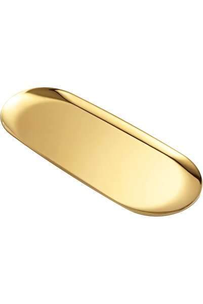 farklı evim Gold Stainless Steel Boat Presentation Plate Set Snack Plate Mezelik Sauce Bowl, 6 Pieces Mega Size 30X12 cm