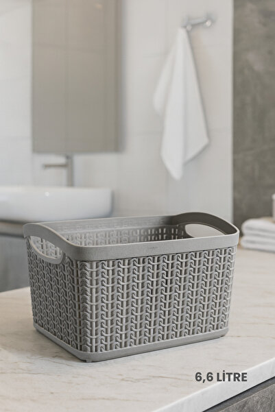 Melkan Home 6.6 Liter Multi-Purpose Basket with Knitted Pattern – Bpa-Free, Durable, Stylish and Practical Design - 26X20X17 cm