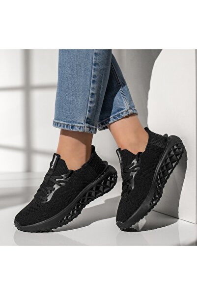 Modlet.ro Γυναικεία μαύρα πάνινα παπούτσια με χοντρή σόλα και κορδόνια MOD13123