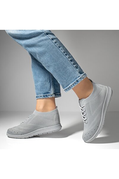 Modlet.ro Women's grey lace-up sport shoes with perforations MOD13054