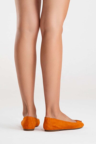 Zeynep Sıradağlı Veonita Kadın Deri Babet Oranj Süet