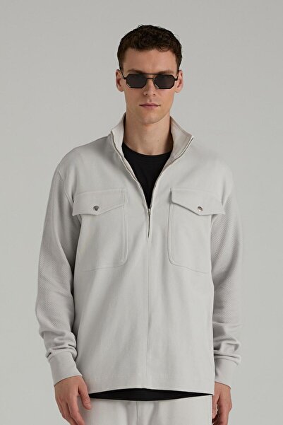 Brand Up Jakarlı Yarım Fermuarlı Sweatshirt