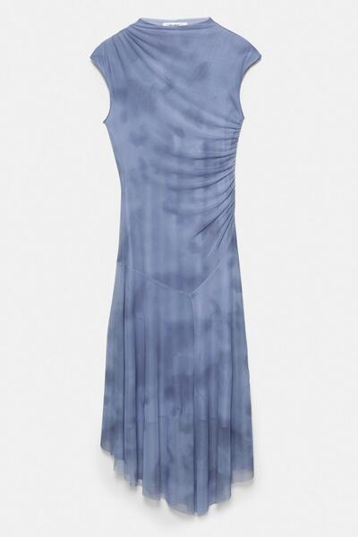 Pull & Bear Printed asymmetric tulle dress