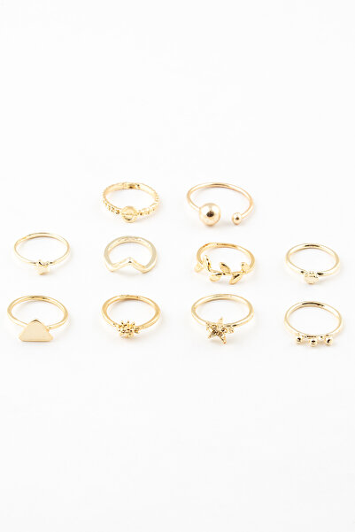 Sortie Aksesuar مجموعة خواتم مكونة من 10 قطع على شكل نجمة وقمر هلال 035