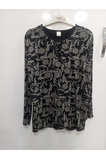 NUR TEKSTİL kadın anne yanı yırtmaçlı uzun kol viskon pamuklu penye büyük bed...