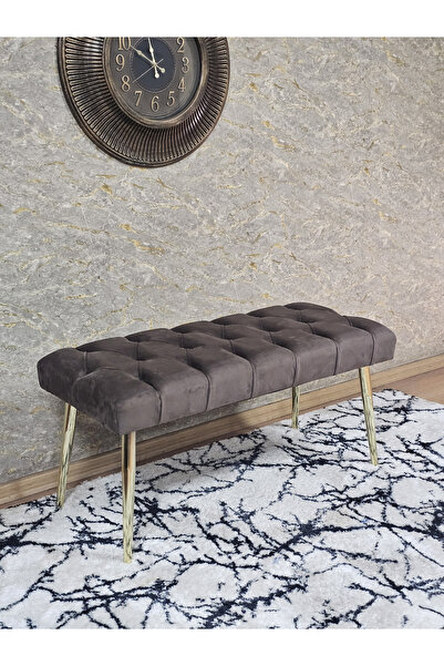 ZAFİR Gold Kaplama Sivriltme Ayaklı 90 cm Puf Bench - Puf - Bench - Kasalı Ot...