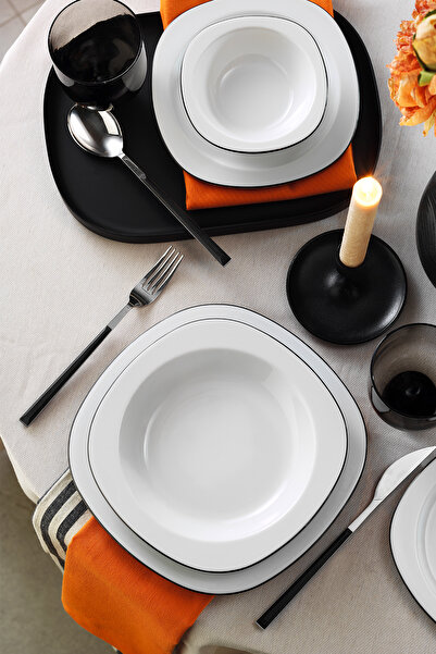 Kütahya Porselen Lapis 24 Parça 6 Kişilik Yemek Takımı Siyah File