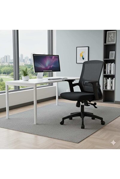 Generic كرسي مكتب أسود مريح - شبكي، ظهر مرتفع، دوار، مسند ومقعد قابلان للتعديل، دعم أسفل الظهر