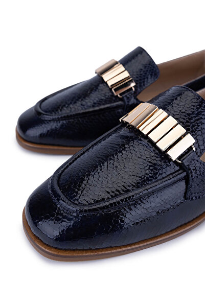 Tamer Tanca Kadın Hakiki Deri Lacivert Loafer Ayakkabı