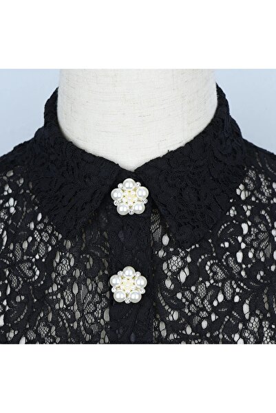 KESNUP Set 2 decorative accessories for buttons, flower buttonholes pearls, 3.8x1.8 cm, plastic, Gold