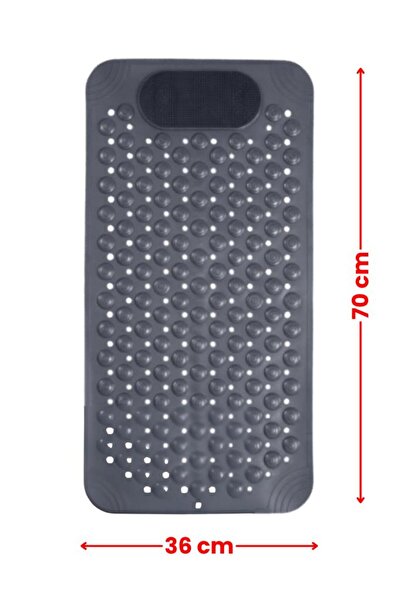 Flora Vantuzlu Dikdörtgen Banyo Duş Kaydırmaz Paspas, Küvet İçi Banyo Zemini Ayak Masaj Halısı (70x36cm)