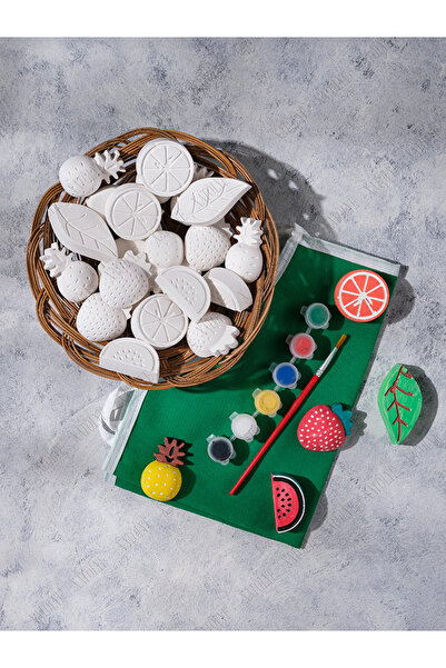 X ATÖLYE 22 adet sebze-meyve figür boyama seti & taş boyama seti & etkinlik seti