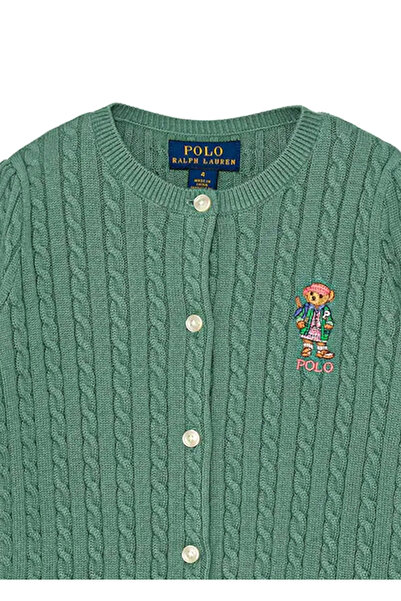 Polo Ralph Lauren Yeşil Örgü Dokulu Kız Çocuk Hırka