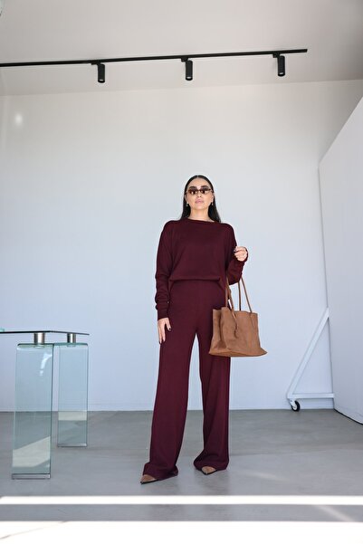 Özge Özgenç Beli Lastikli Yünlü Triko Pantolon