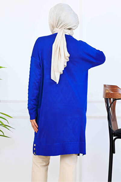 benguen Tunica mercerizata cu maneci cu model K5012 Saks Blue