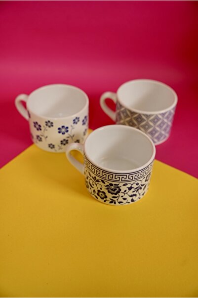 Vivas Set of 3 Double Cups with Blue Patterns