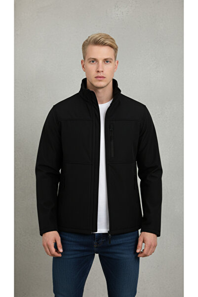 ENZİM JEANS Men's Softshell Jacket with Fleece Inside Waterproof Windproof Outdoor Jacket