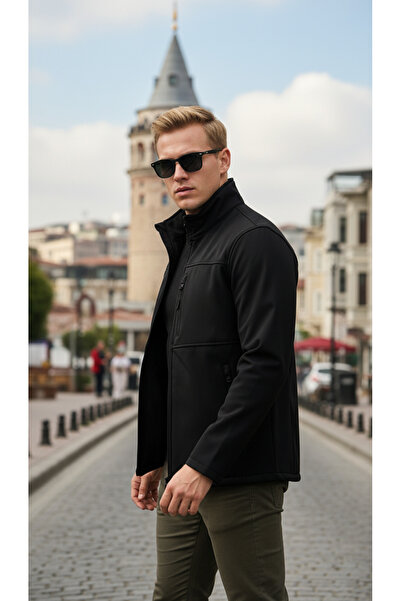 ENZİM JEANS Men's Softshell Jacket with Fleece Inside Waterproof Windproof Outdoor Jacket