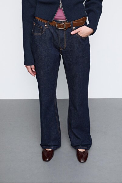 Stradivarius D68 kemerli bootcut jean