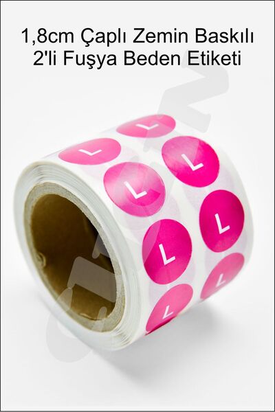 Çılgın Etiket FUŞYA RENK Beden Sticker 1,8cm Yuvarlak Zemin Baskılı 2'li Stik...