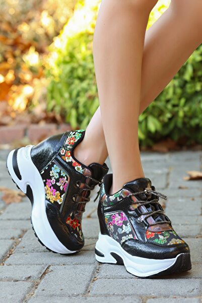 kajal ayakkabı DNR 312 Pantofi cu toc ascuns cu model floral