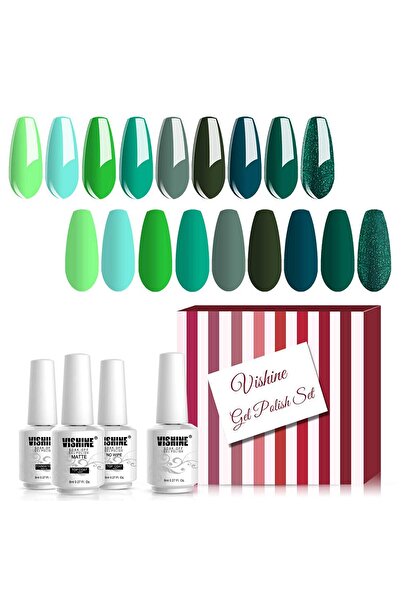 Vishine Set de Oja Gel - 12 Bucati, Kit Soak Off UV LED cu Base si Top Coat, DIY Manichiura pentru Unghii