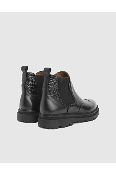 İLVİ Gelson Genuine Leather Black Men's Boots