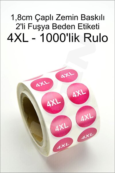 Genel Markalar FUŞYA RENK Beden Sticker 1,8cm Yuvarlak Zemin Baskılı 2'li Sti...