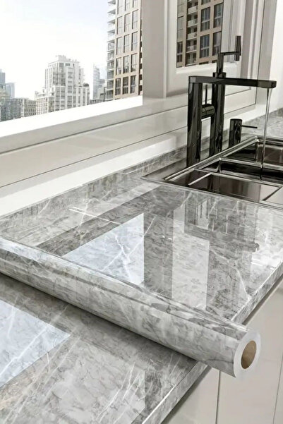 Hombak 5 Metre Suya Neme ve Isıya Dayanıklı | Mermer Desen Kendinden Yapışkanlı Sticker Folyo