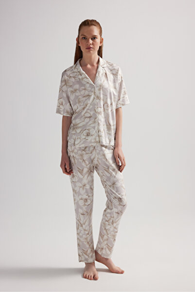 Hays Kadın Viskon Kısa Kollu Gömlek Uzun Pijama Takımı