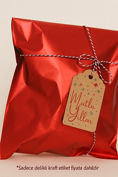 Dekals 20 Farklı Model Etiket Hediye Poşeti Delikli Etiket Yılbaşı Temalı Grafikler (Sadece Etiket)