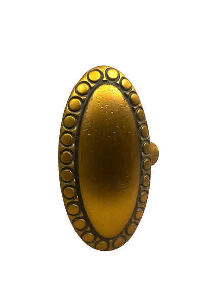 SELINAVA Elegant Metal Furniture Knob – Antique Gold, Oval, with Decorative Design