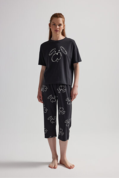 Hays Kadın Pamuklu Kısa Kollu Kapri Pijama Takımı