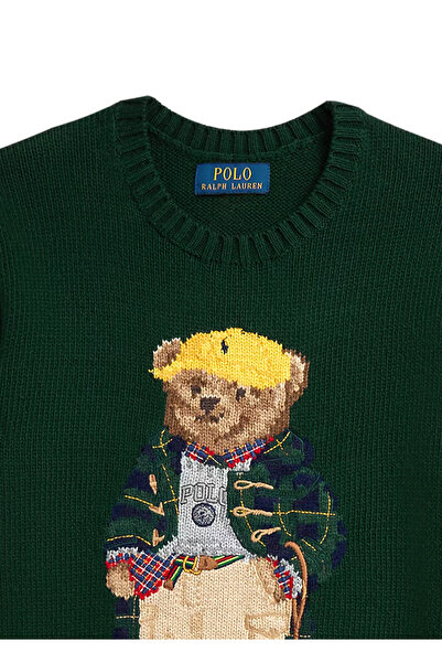 Polo Ralph Lauren Yeşil Logo Jakarlı Erkek Çocuk Triko