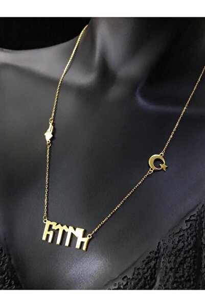 GWOMA Kadın Gümüş Kolye - Göktürkçe Türk Yazılı Kurt V Ay Yıldız Detaylı • Iş...