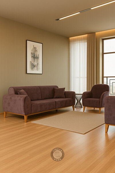 LİNOVAHOME Regal Koltuk Takımı 3+3+1 Kahverengi Renk