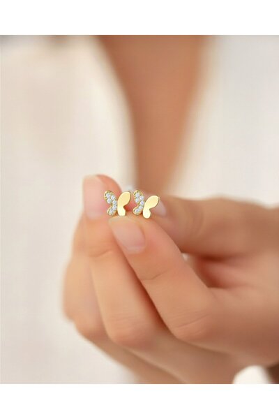 İNDİGO TAKI Minik Kelebek 14 Ayar Altın Küpe