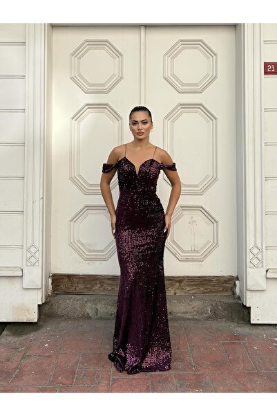 Modafeminen Trend Band Sleeve Velvet Fish Dress Light Purple 583198